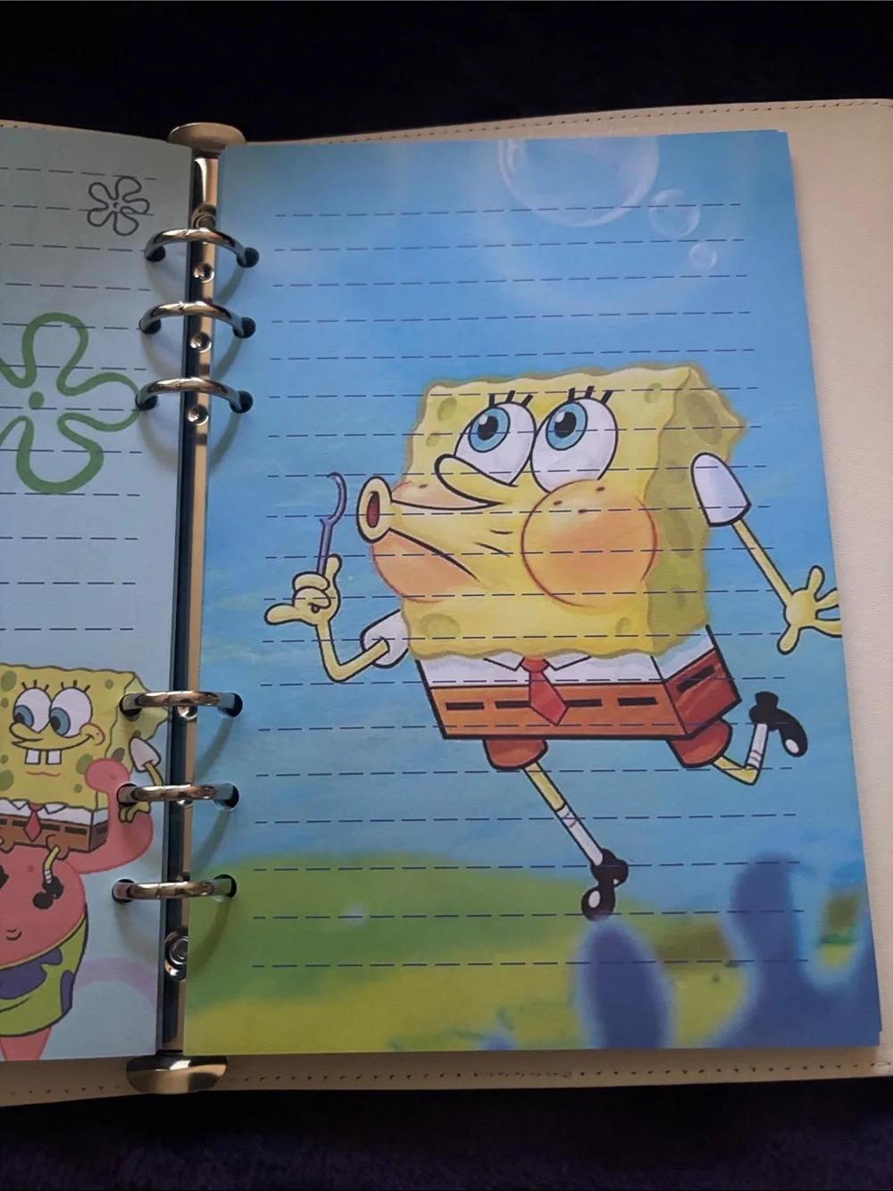 SpongeBob SquarePants binder and paper